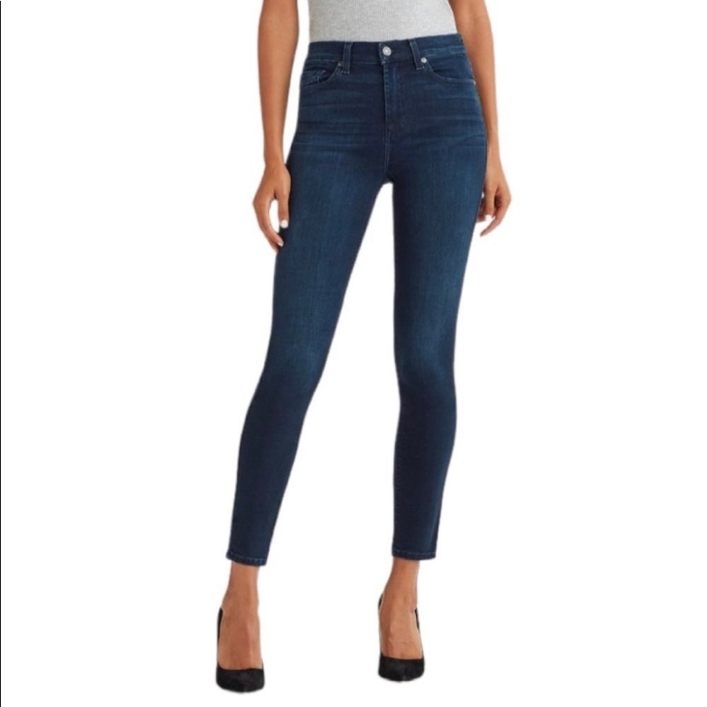 7 For All Mankind Gwenevere size 26 Blue Denim High Waist Skinny Ankle Jeans